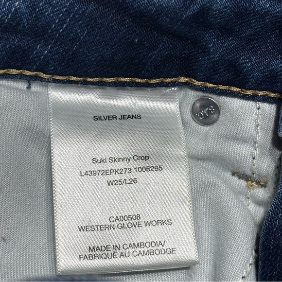 Silver Jeans Womens 25 Suki Skinny Crop Exposed Button Fly Raw Hem Stretch Denim - Picture 3 of 4